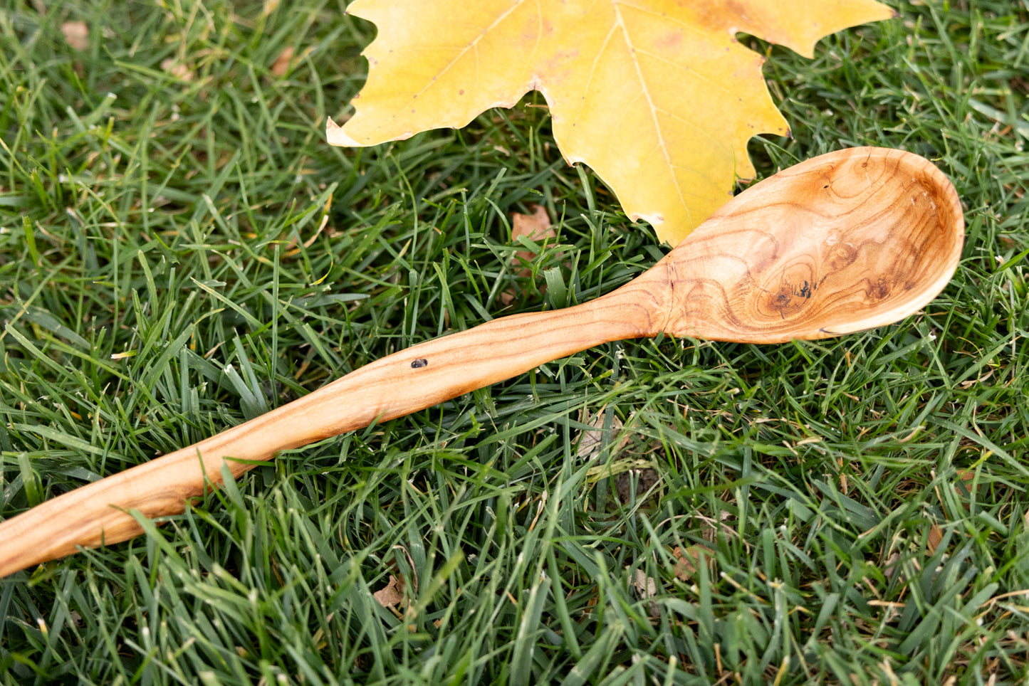 handcarved cherry wooden spoon