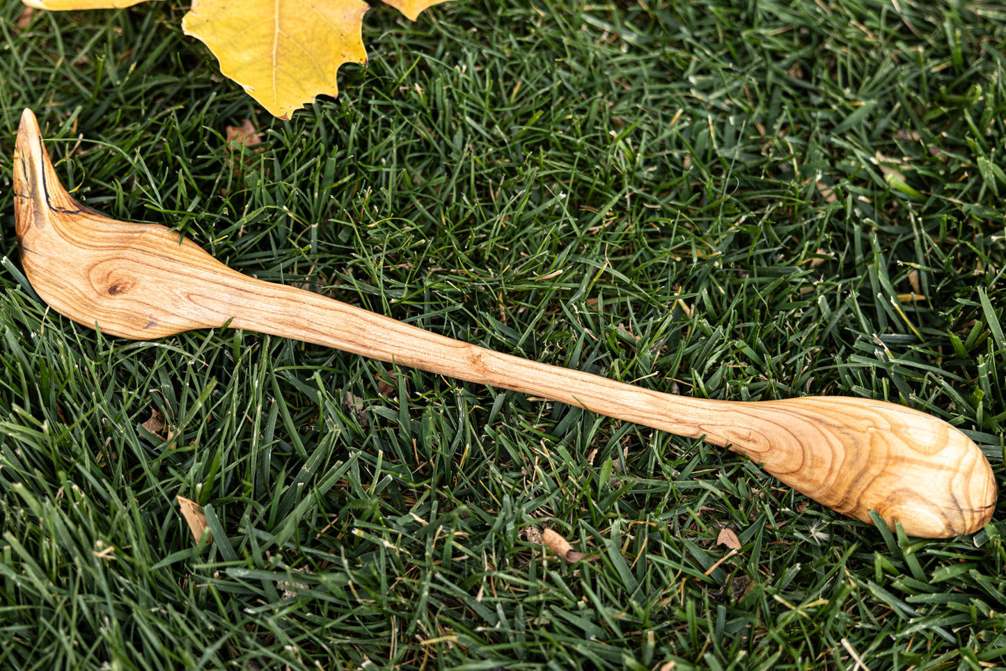 Hand carved wooden cherry wood spoon