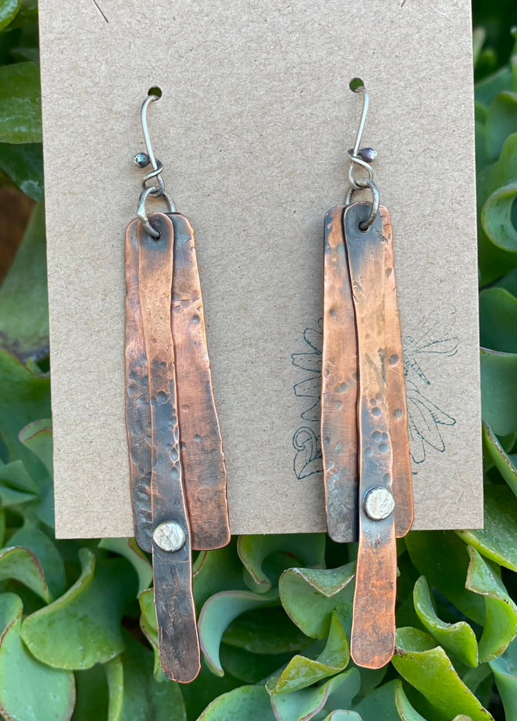 Long Copper Dangle Earrings