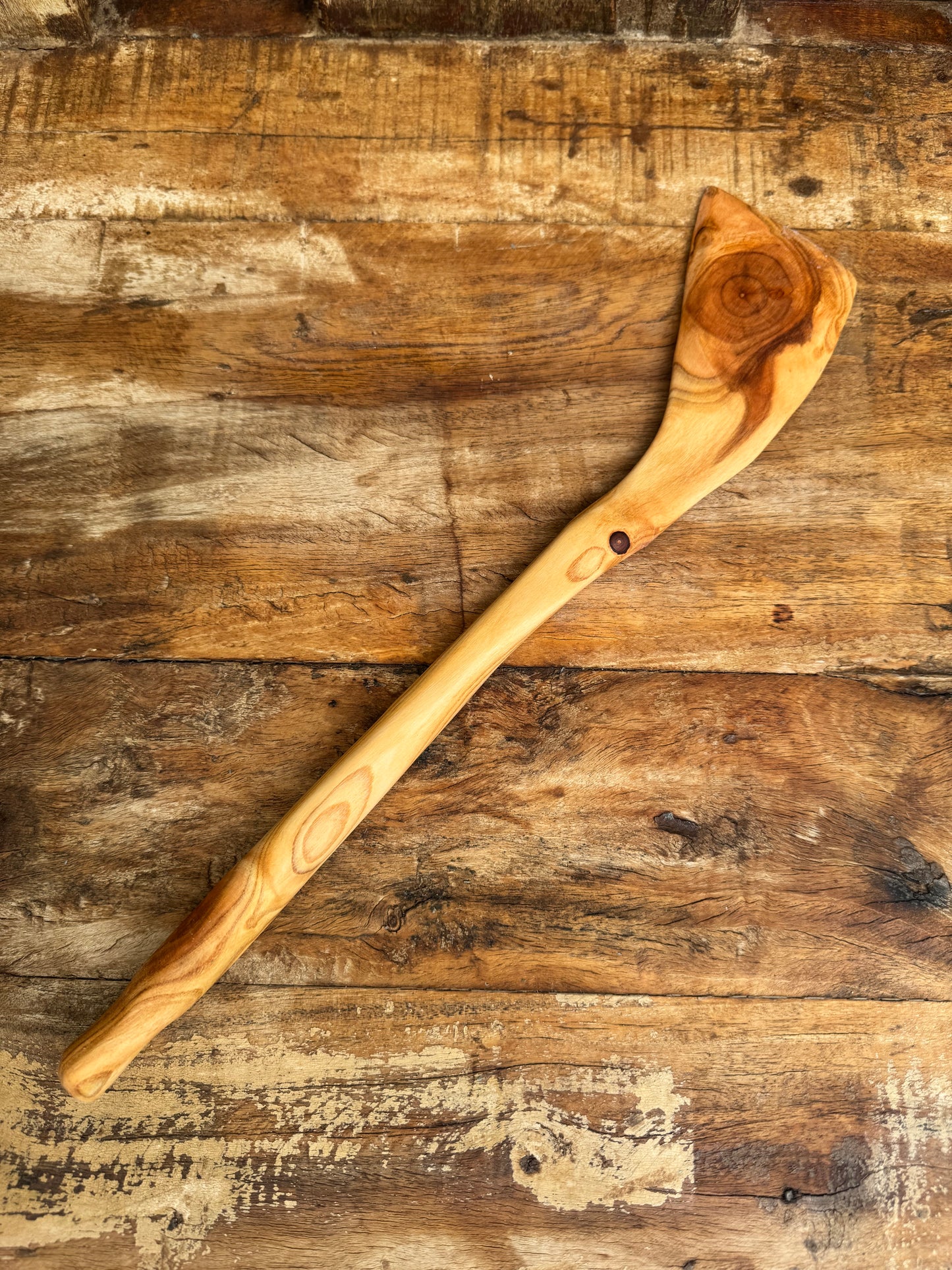 Handcrafted Apricot Wood Slanted Spatula – One of a Kind, 13.5"