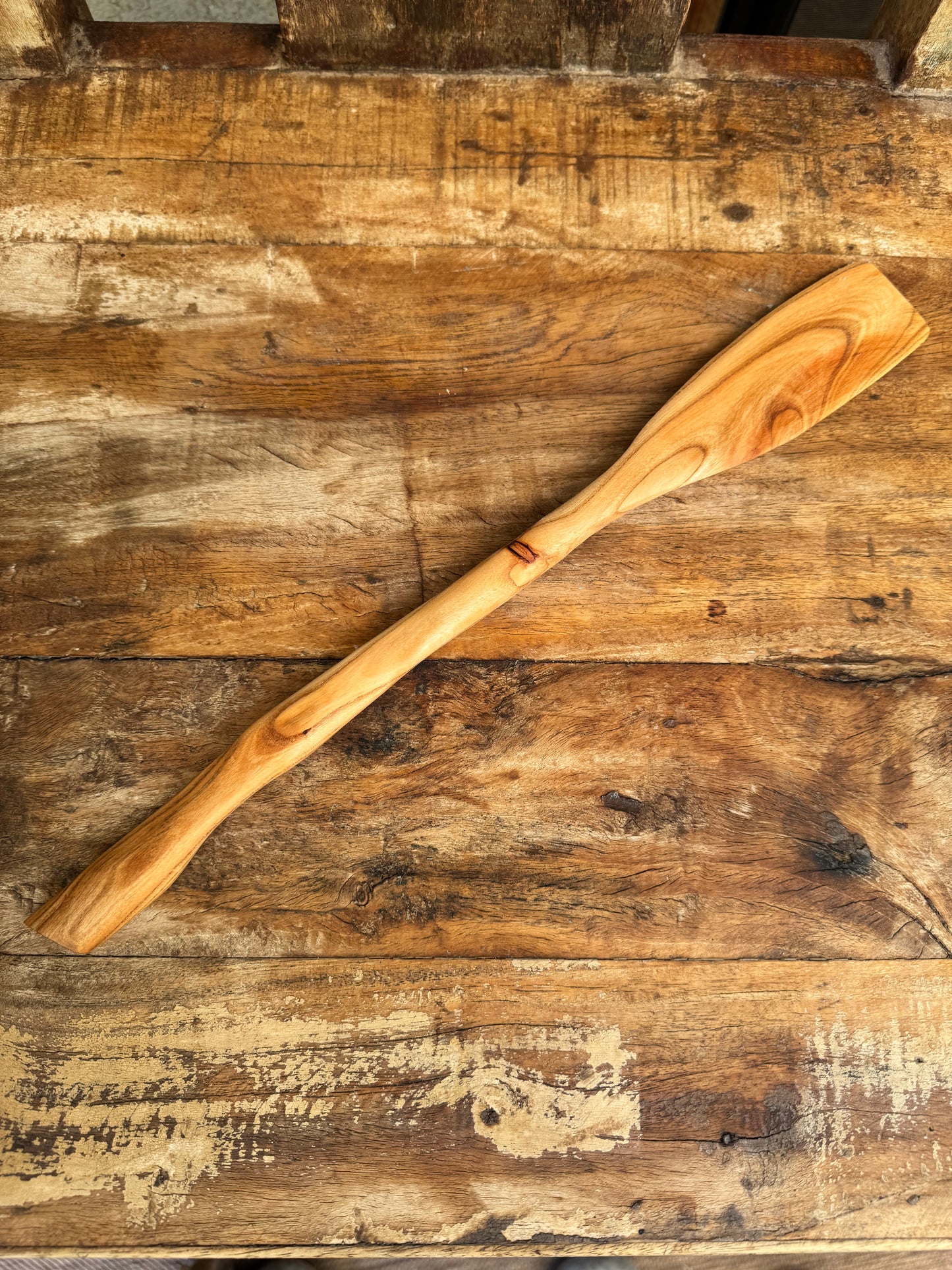 Handcrafted Apricot Wood Sourdough Starter Stirrer – One of a Kind, 14.5"