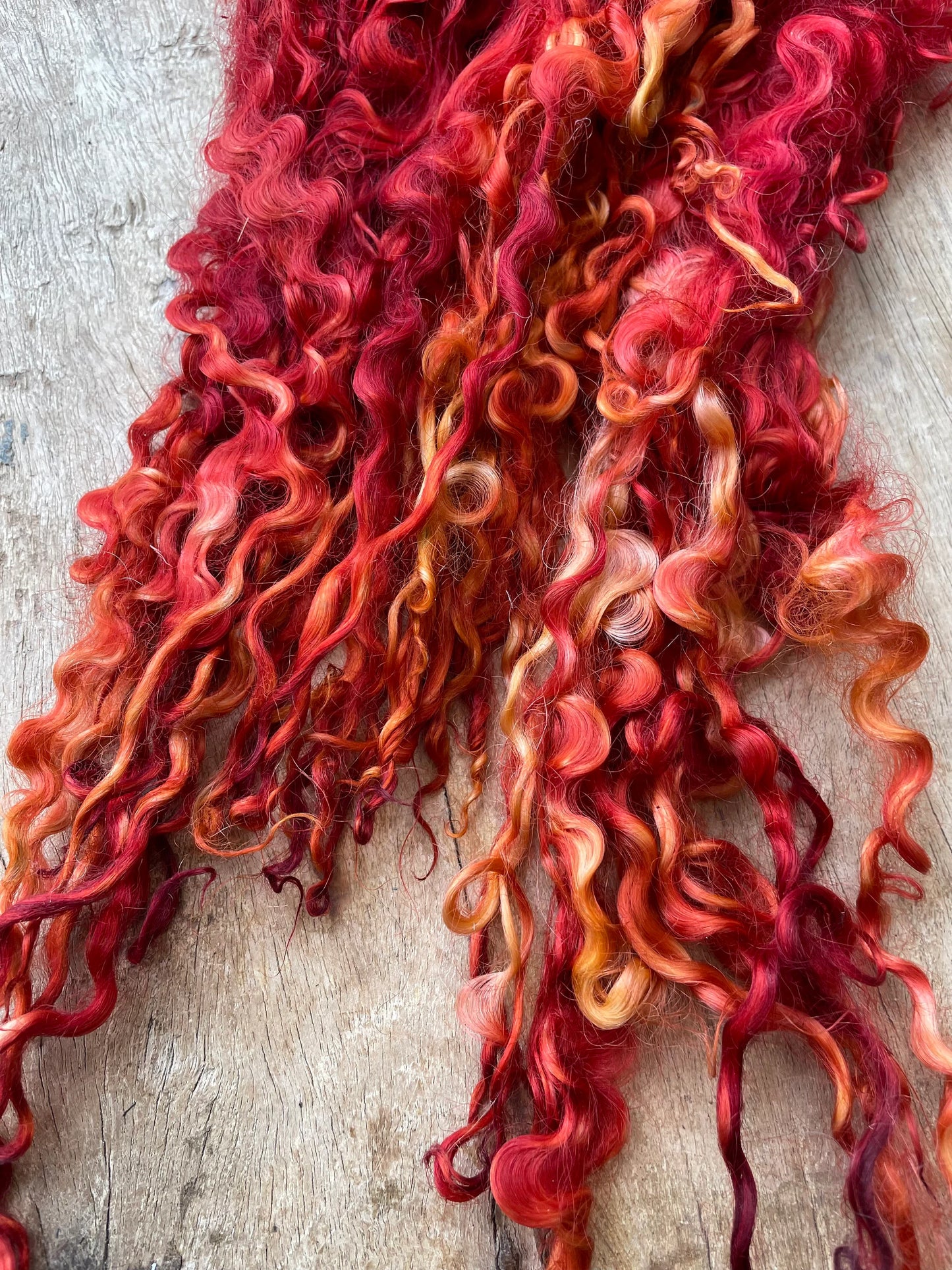 Red hand dyed Teeswater Locks