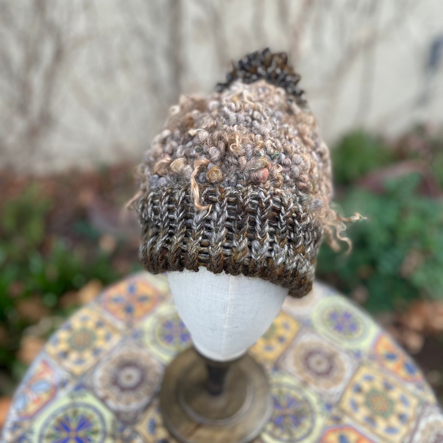 Rustic Hand Knitted Angora & Wool Beanie