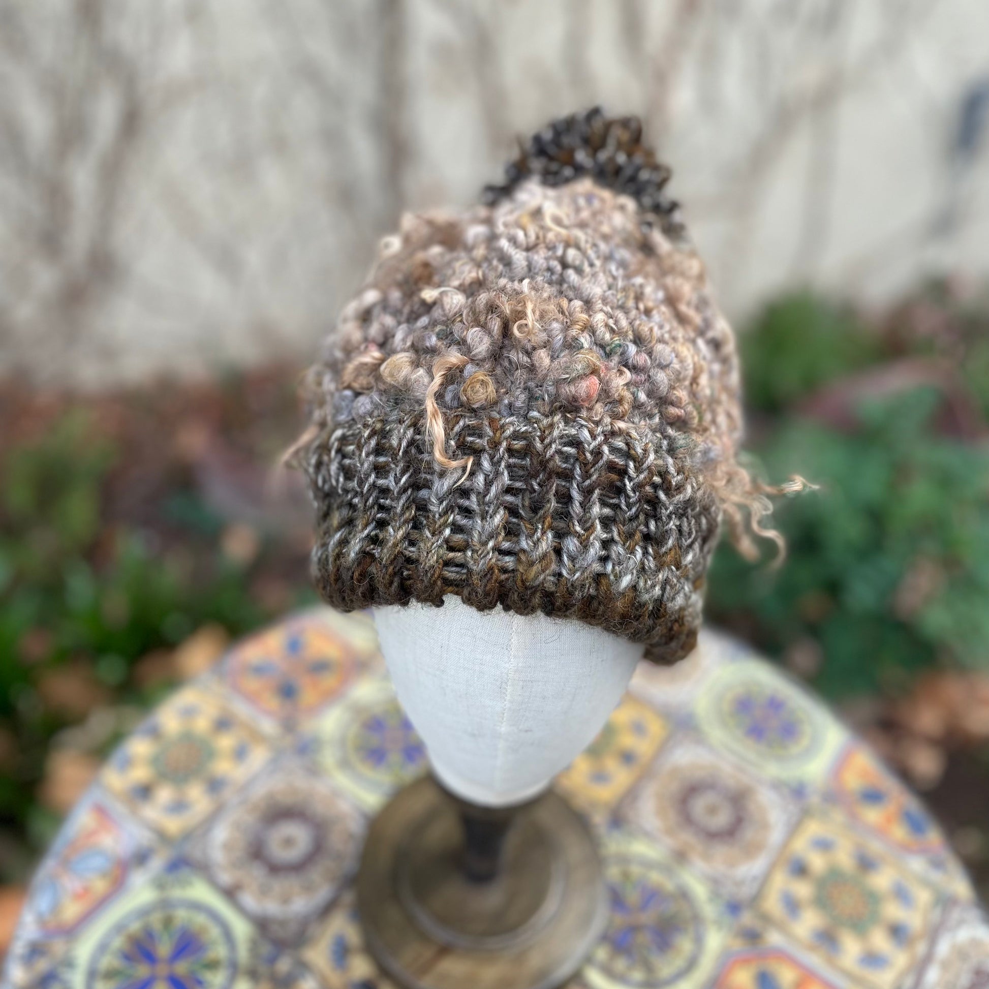 Rustic Hand Knitted Angora & Wool Beanie