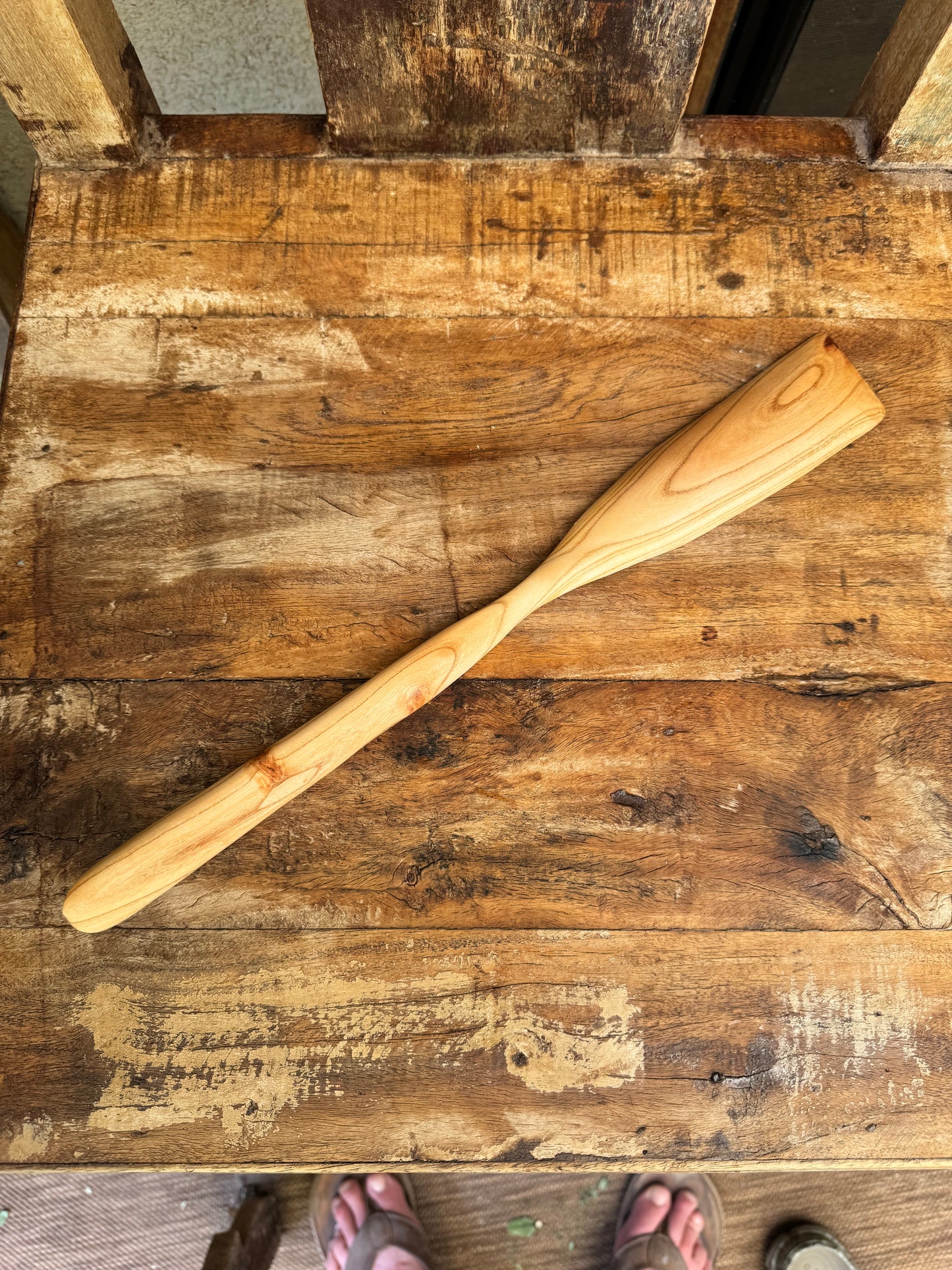 Handcrafted Apricot Wood Sourdough Spatula – One of a Kind, 15"