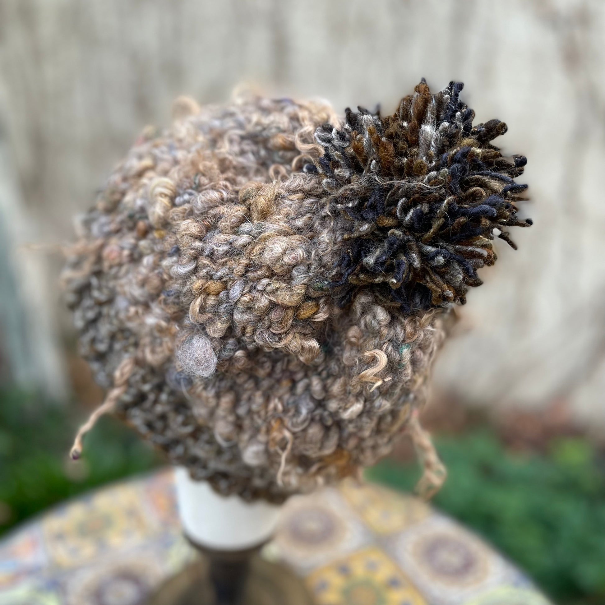 Rustic Hand Knitted Angora & Wool Beanie