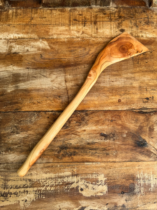 Handcrafted Apricot Wood Slanted Spatula – One of a Kind, 13.5"