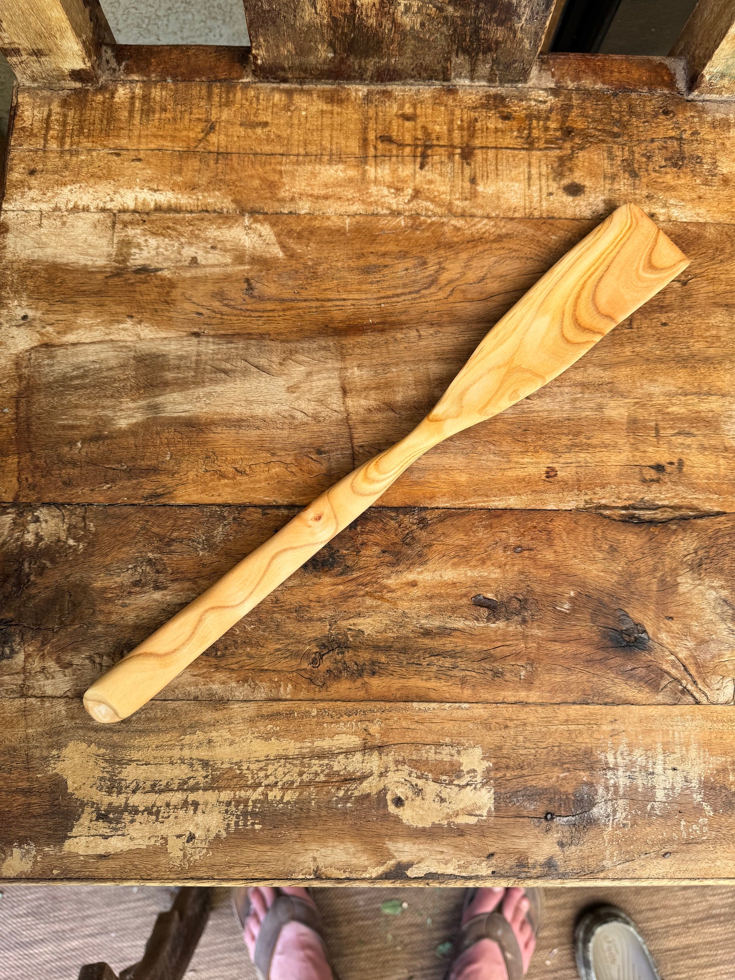 Handcrafted Apricot Wood Sourdough Spatula – One of a Kind, 15"