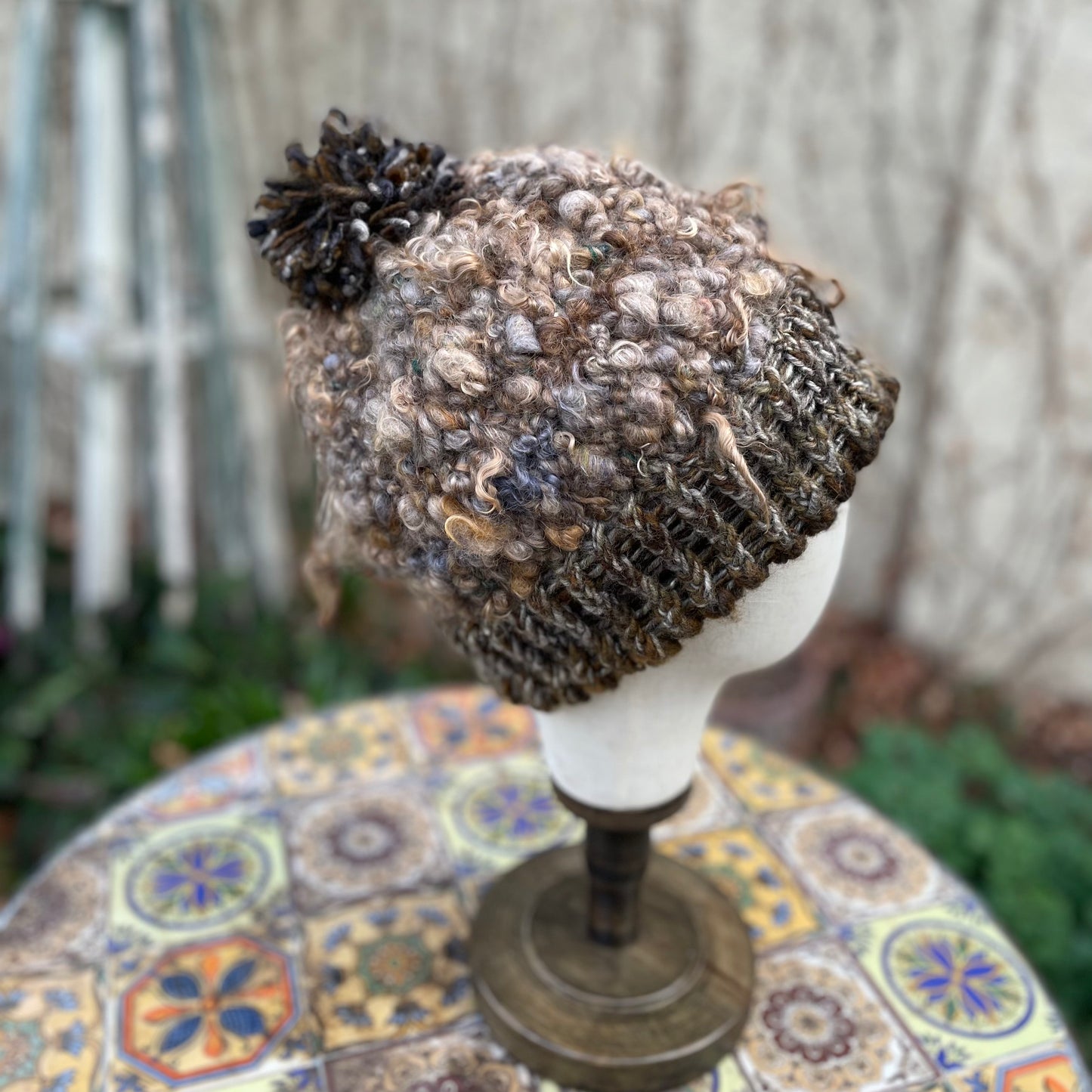 Rustic Hand Knitted Angora & Wool Beanie