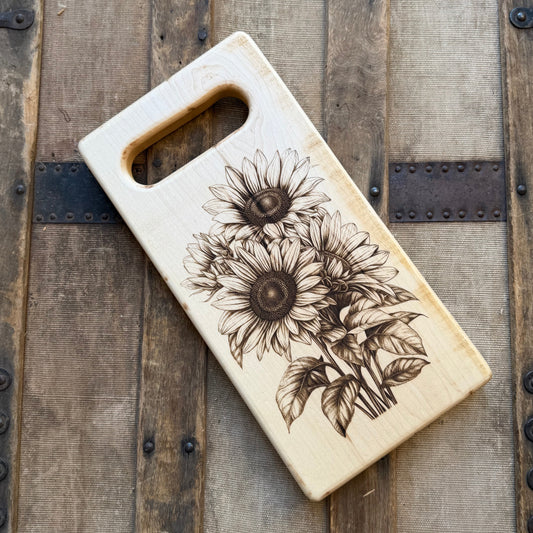Maple Charcuterie Board w/Sunflower Engraved