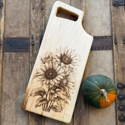 Farmhouse Sunflower Maple Wood Charcuterie Board
