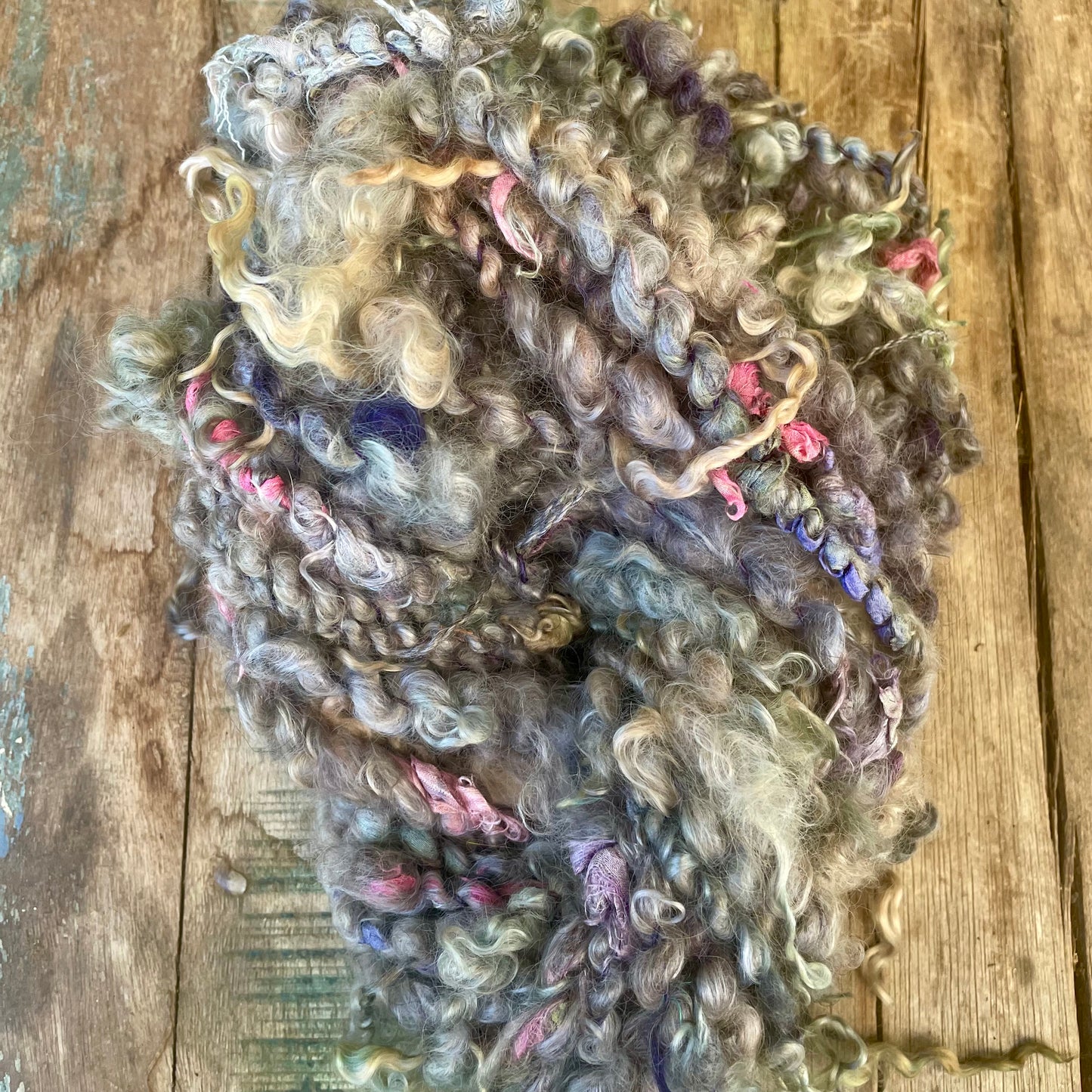 Moonmist Garden Hand Spun Angora Yarn with Sari Silk