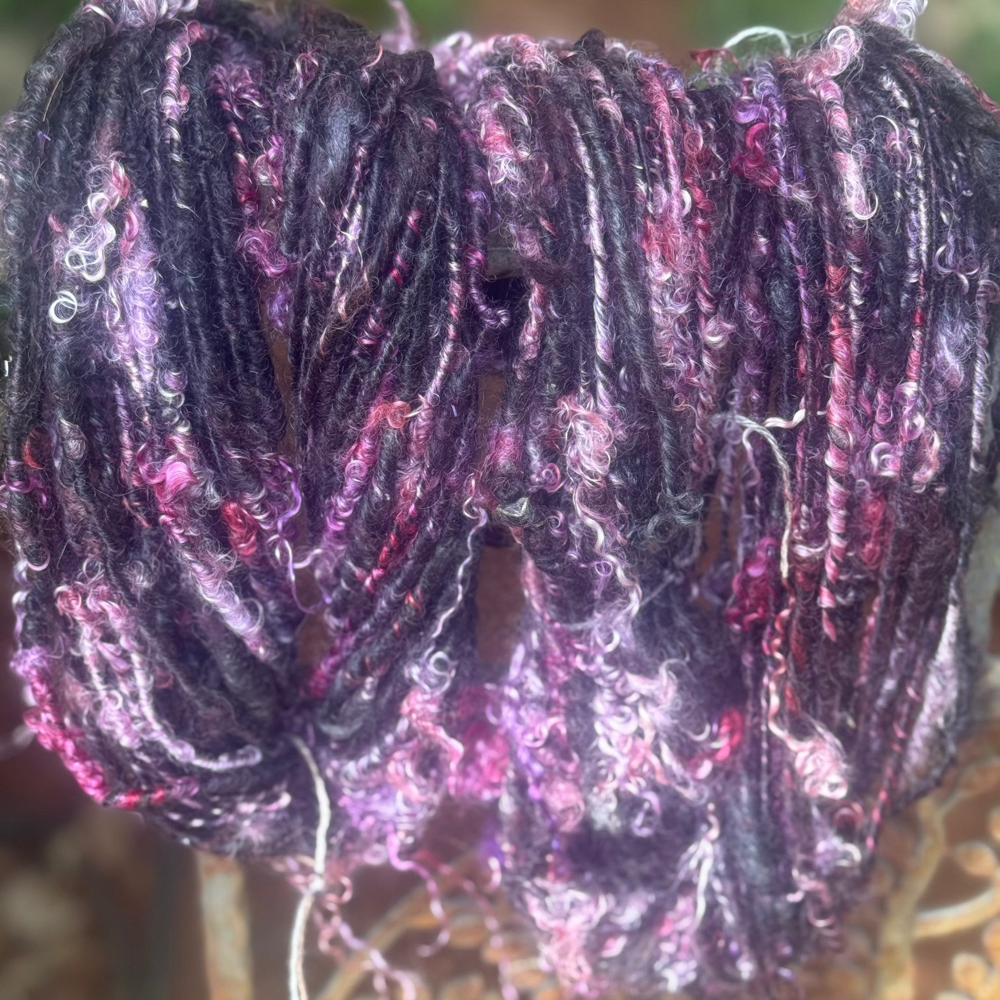 angora handspun, hand dyed yarn 