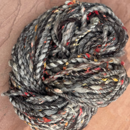 Handspun Jacob Sheep Wool with Sari Silk – 80 Yards
